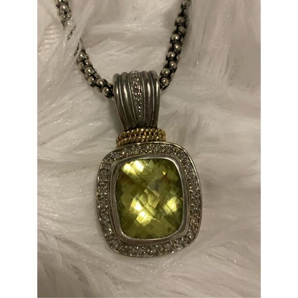 14k 925 Sadye L Vassil SLV Gemstone Pendant Sterling Italy Necklace 18” - Picture 8 of 16